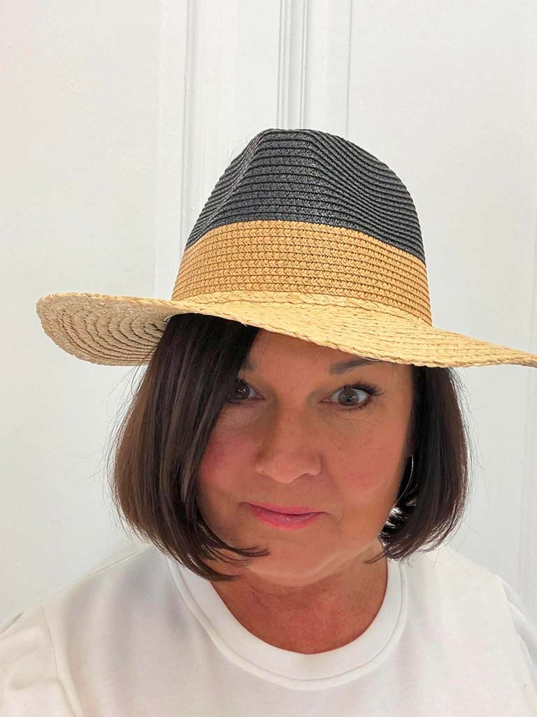 Malissa J Two-Tone Straw Hat - Black