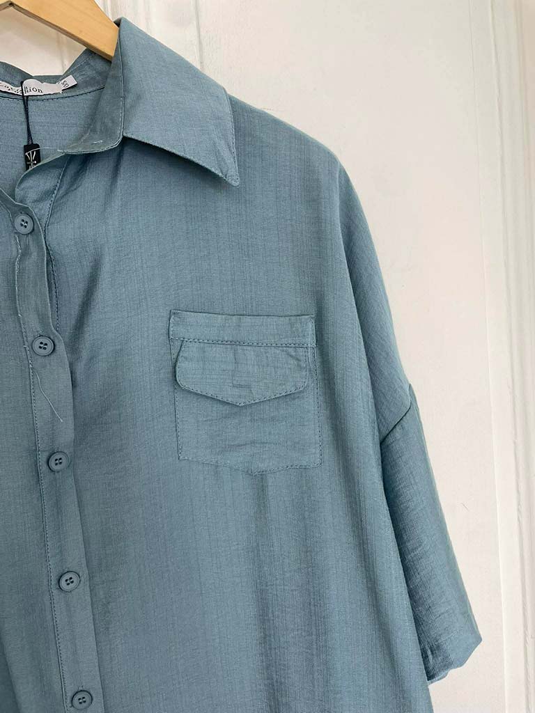 Boxy Pocket Shirt - Airforce Blue