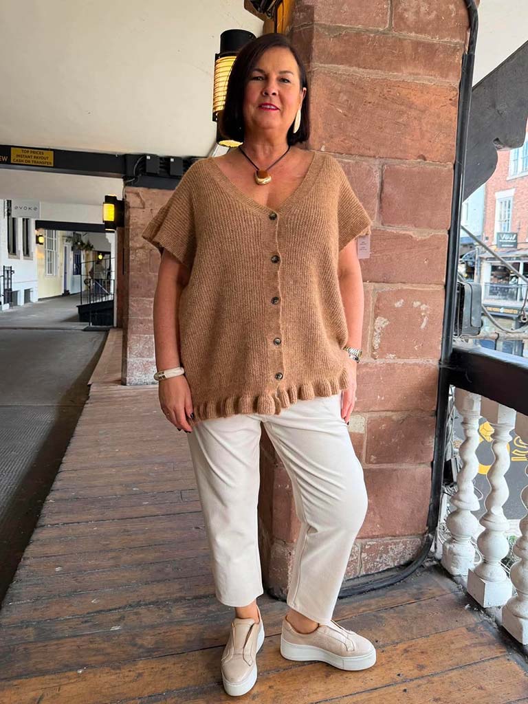 Frill Hem Cardigan - Caramel