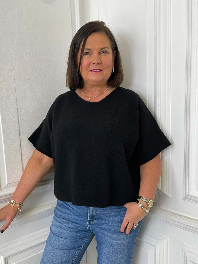 Boxy Drop Shoulder Knit - Black