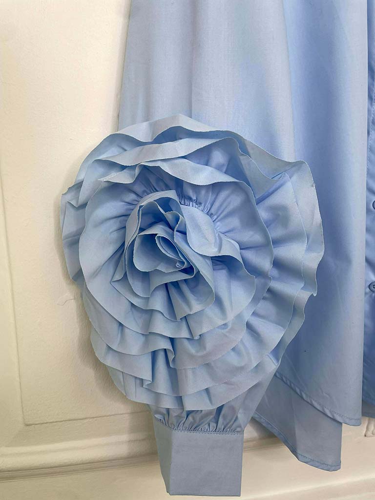Flower Sleeve Shirt - Powder Bue