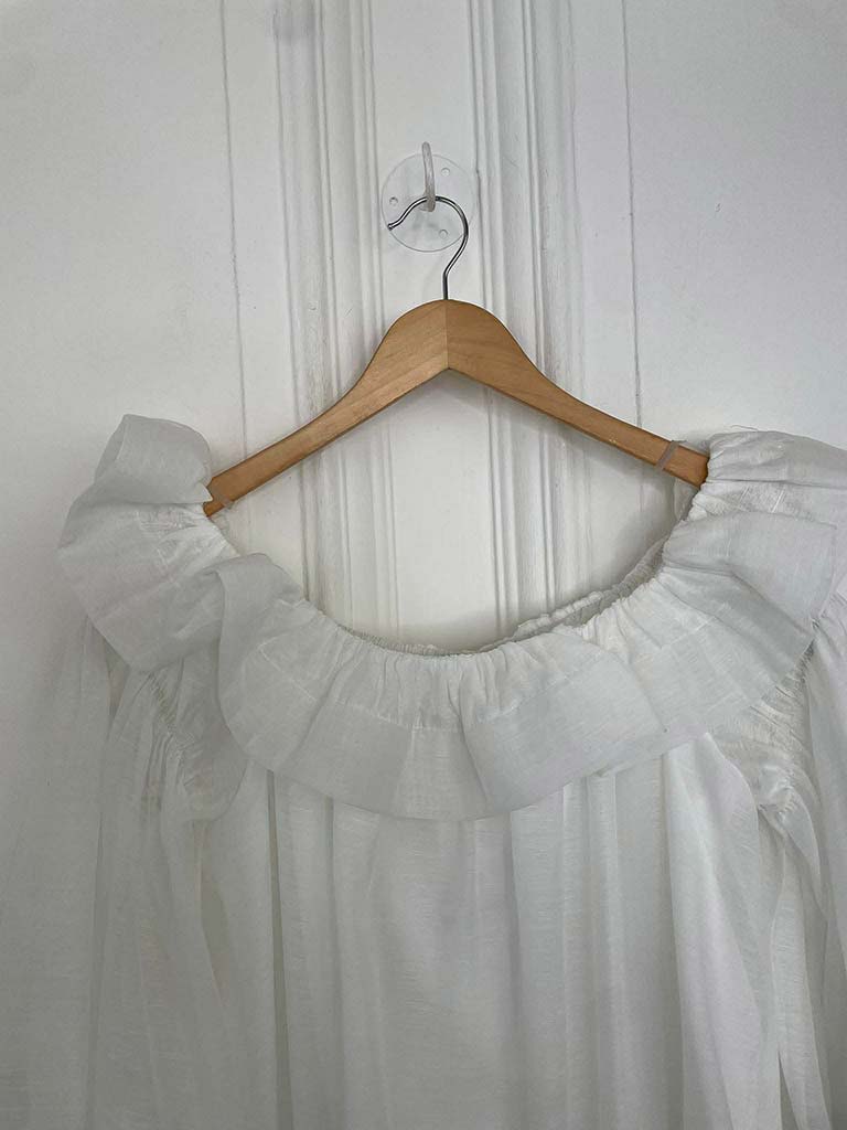 Frill Bardot Tunic - Soft White