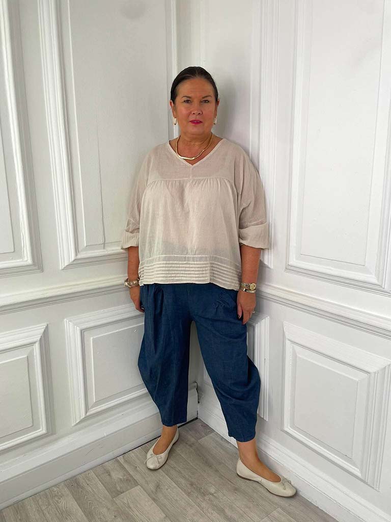 Denim Cocoon Pants - Dark Blue
