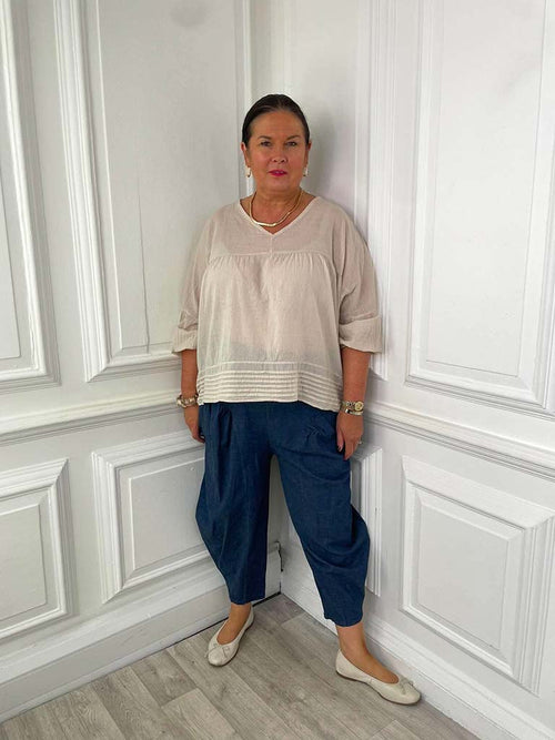 Denim Cocoon Pants - Dark Blue
