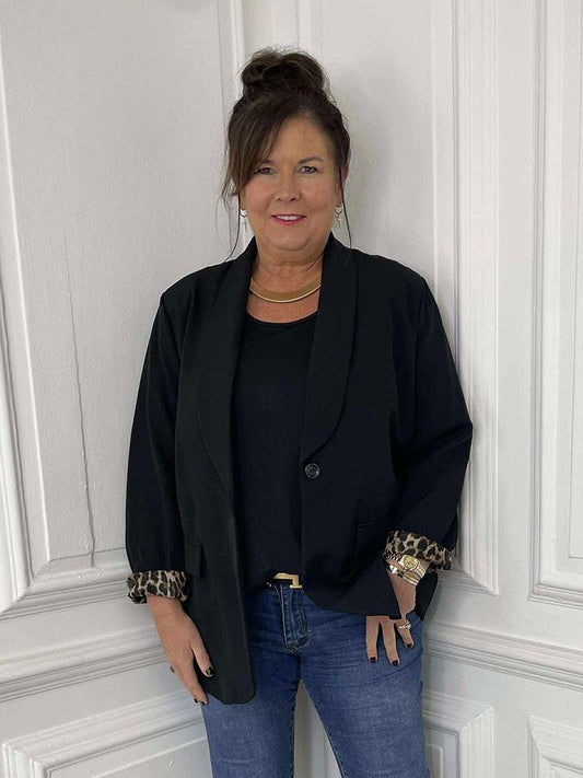 Leopard Cuff Blazer - Blazer