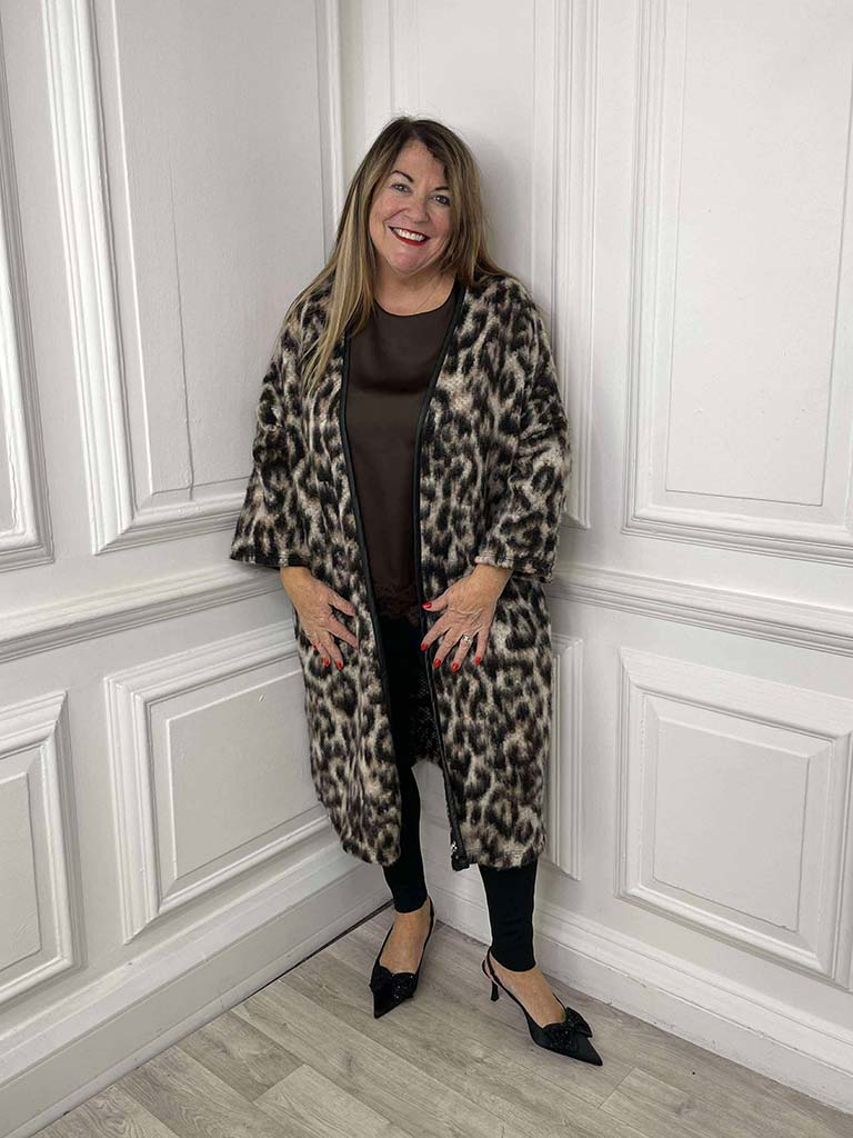 Wool Mix Leopard Coatigan