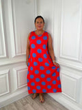 Spotty Sleeveless Dress - Red & Violet
