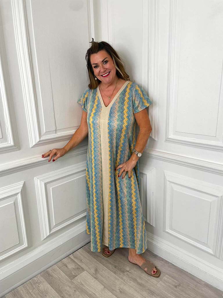 Zigzag Maxi Dress - Sea Breeze