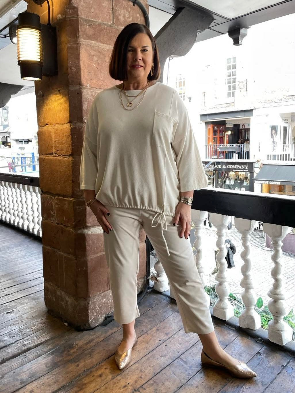 Drawstring Hem Knit - Ecru