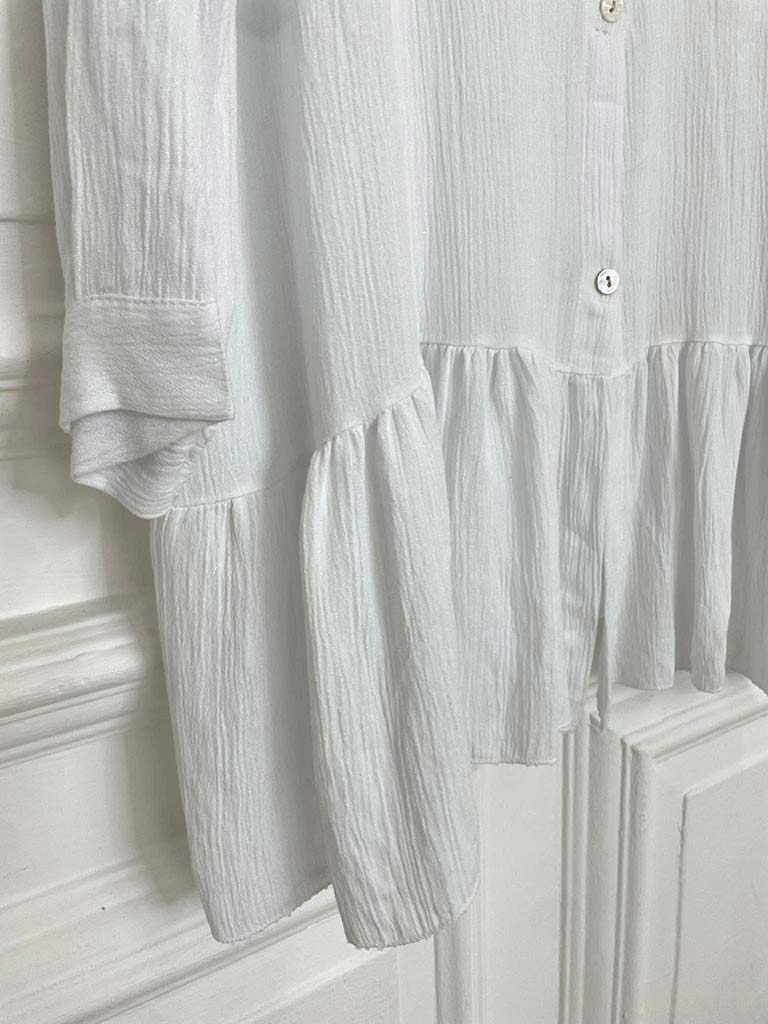 Drop Peplum Shirt Dress - White