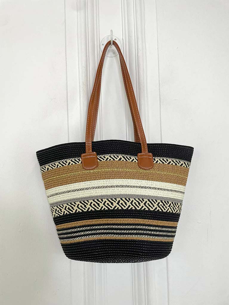 Malissa J Two Piece Straw Bag & Hat - Mono