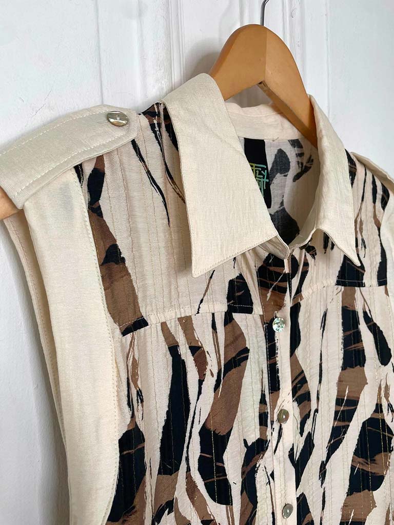 Animal Print Sleeveless Shirt Dress