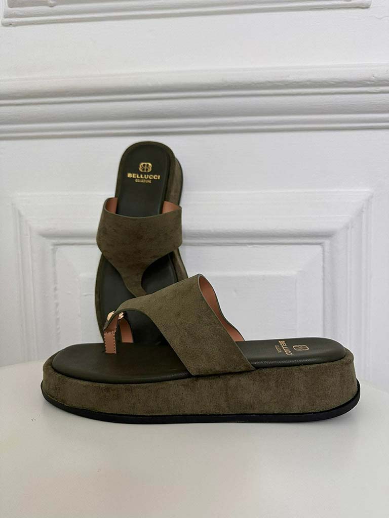 Flatform Toe Ring Sandals - Khaki