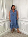 Malissa J Crinkle Sleeveless Dress - Denim
