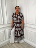 Paisley Print Tiered Maxi Dress - Cocoa & White
