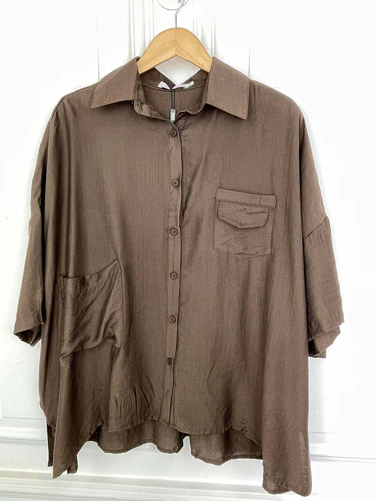 Boxy Pocket Shirt - Chocolate