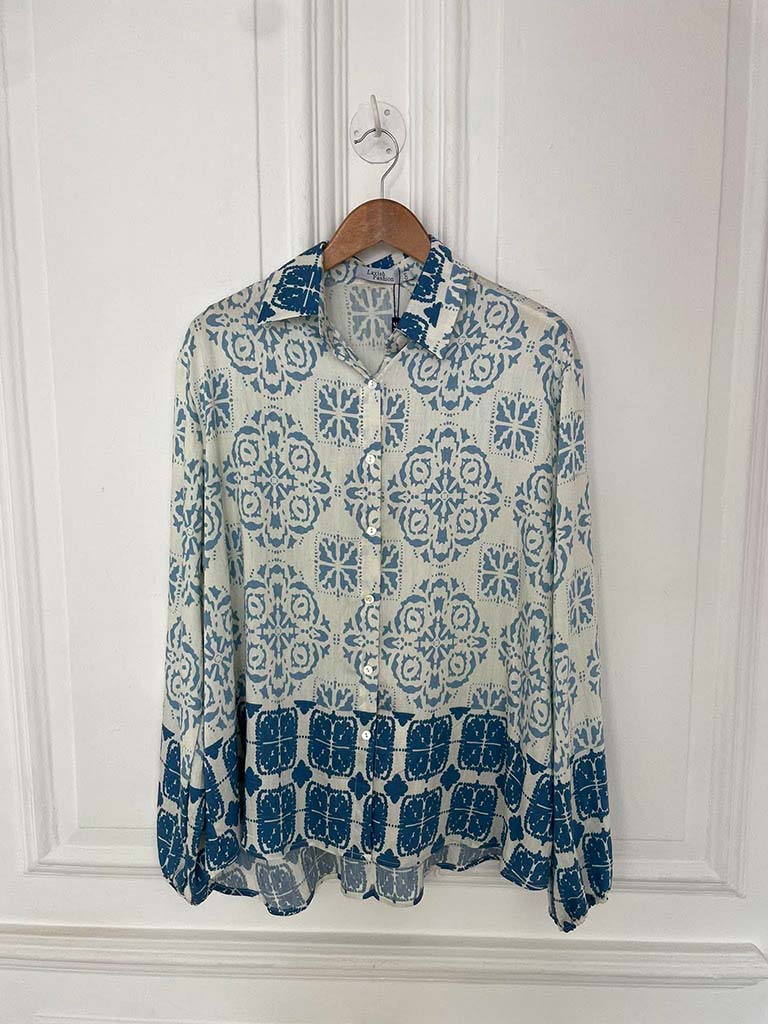 Tile Print Classic Shirt - Denim