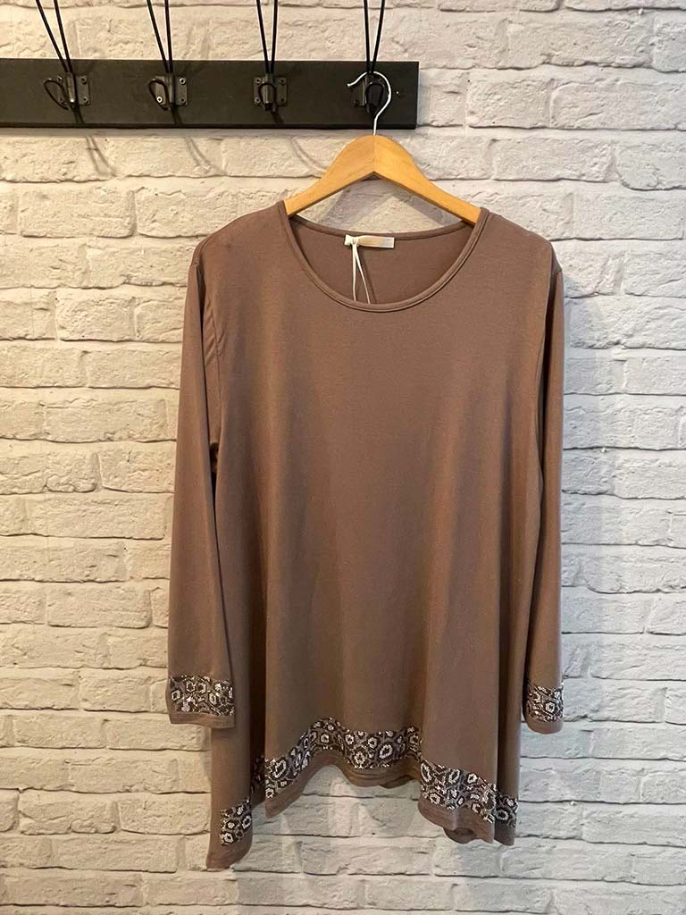 Malissa J Studded Swing Top - Latte