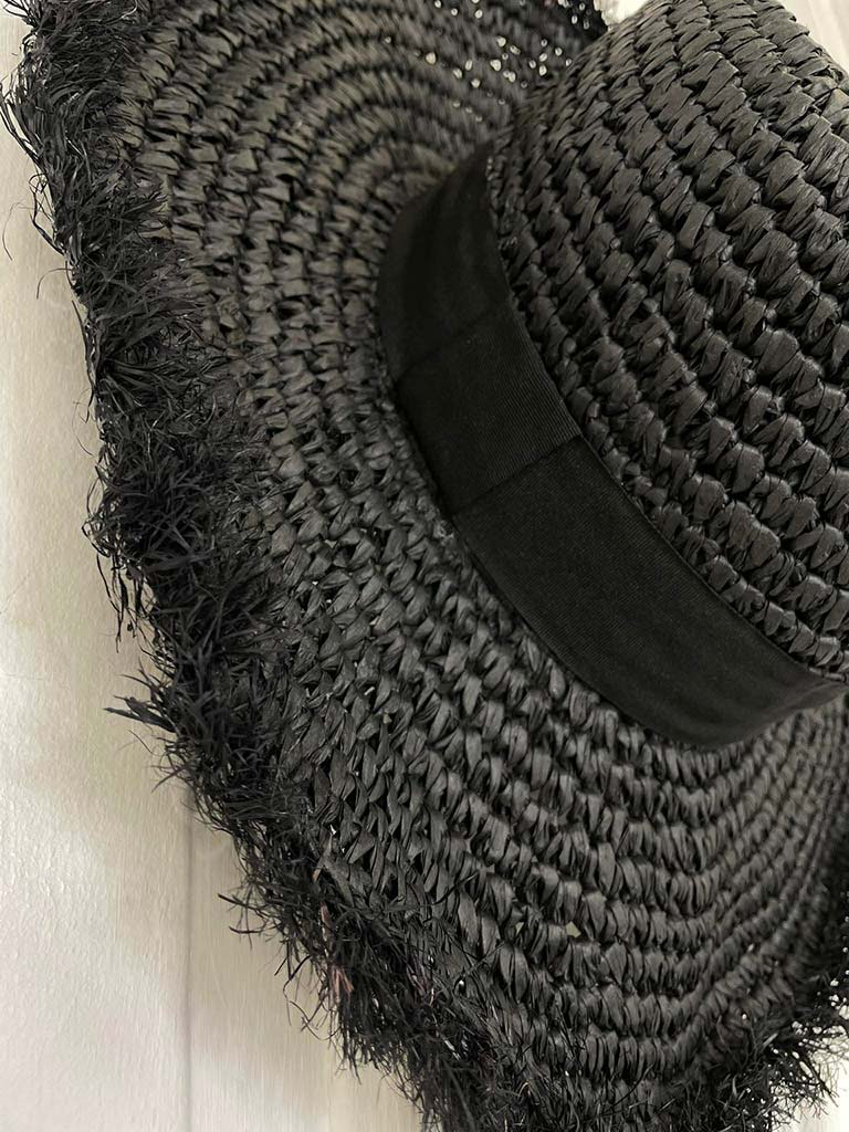 Malissa J Raffia Fedora Hat - Black