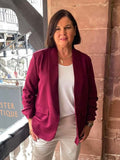 Ruched Sleeve Blazer - Merlot
