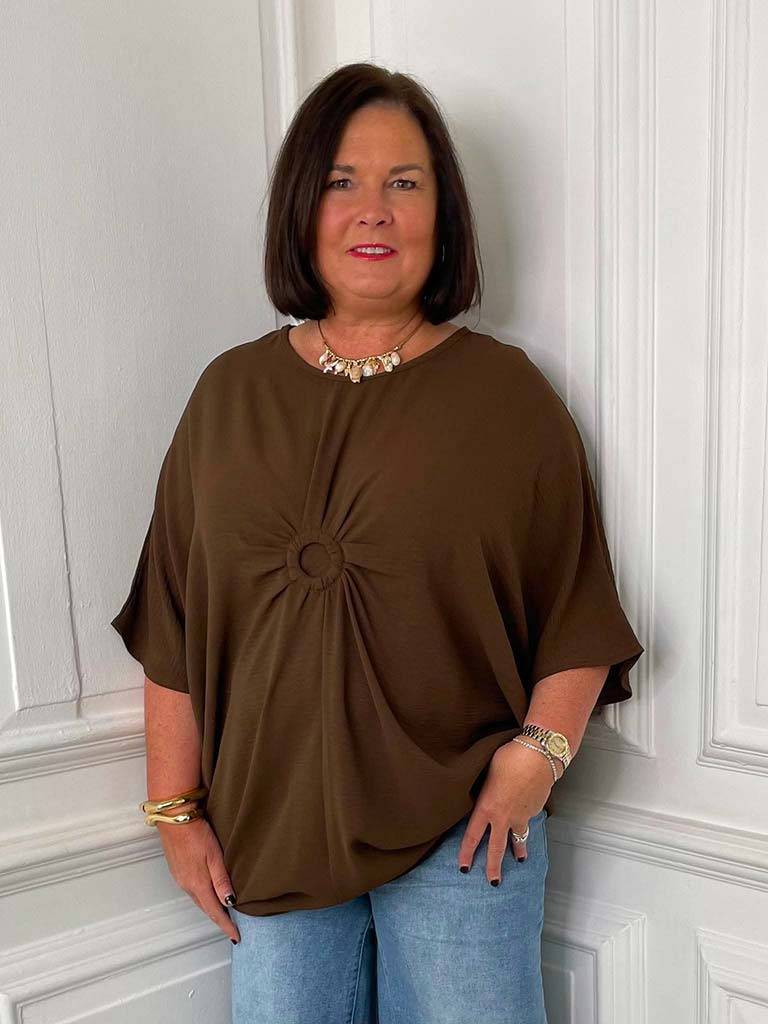 Circle Ruched Centre Tunic - Chocolate