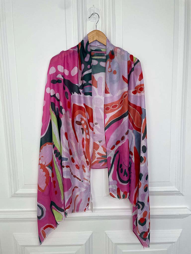 Hot Pink Tropical Floral Scarf