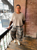 Plaid Cocoon Trousers - Grey Mix