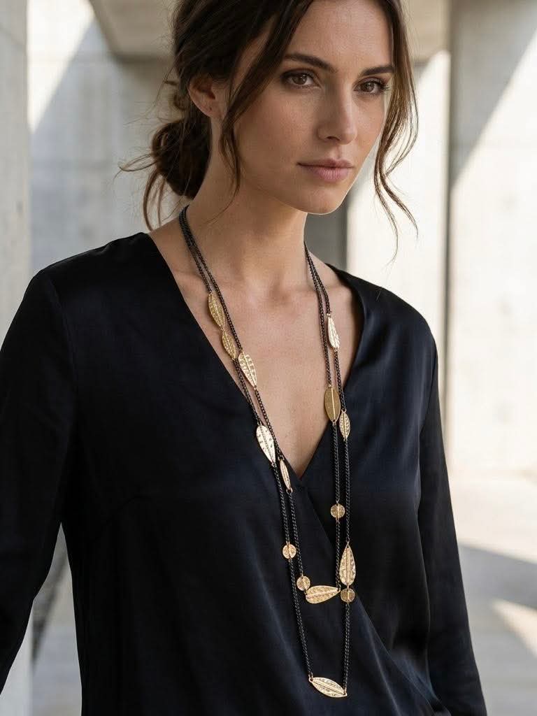 Envy Long Multi Layer Necklace - Gunmetal & Gold