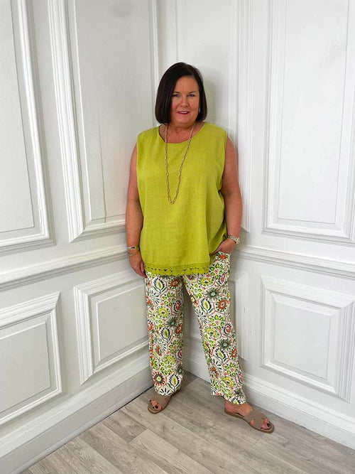 Crochet Trim Vest Top - Kiwi