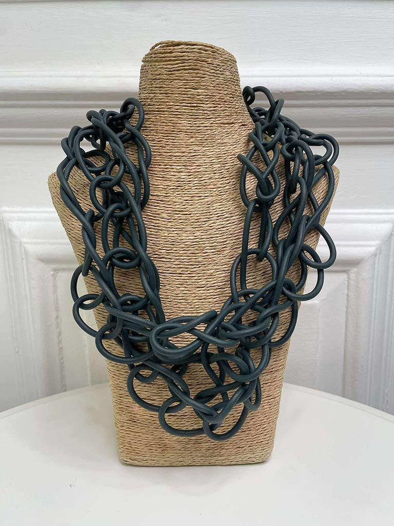 Chain Link Rubber Necklace - Forest