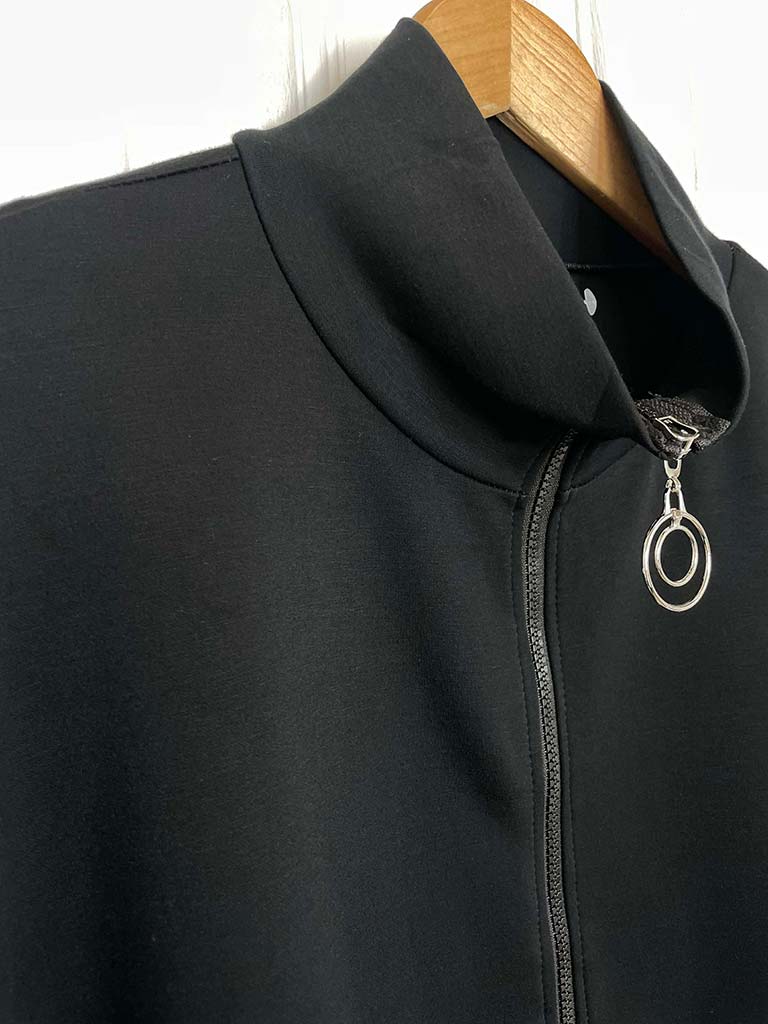 Sports Luxe Zip Up Jacket - Black