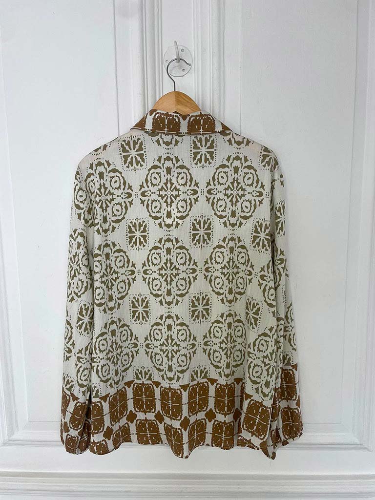 Tile Print Classic Shirt - Mocha