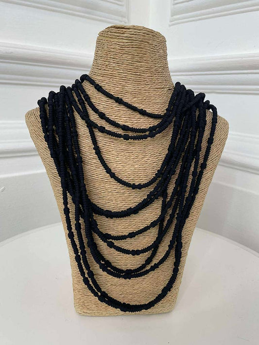 Multi Strand Rope Necklace - Black