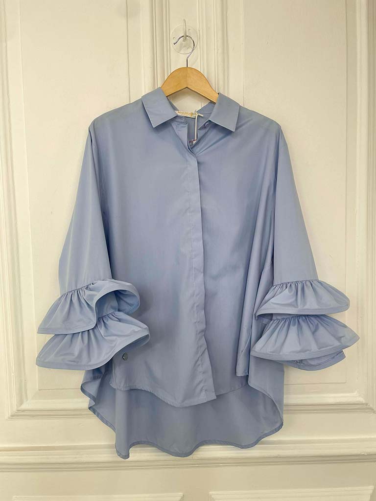 Malissa J Frill Sleeve Shirt - Powder Blue