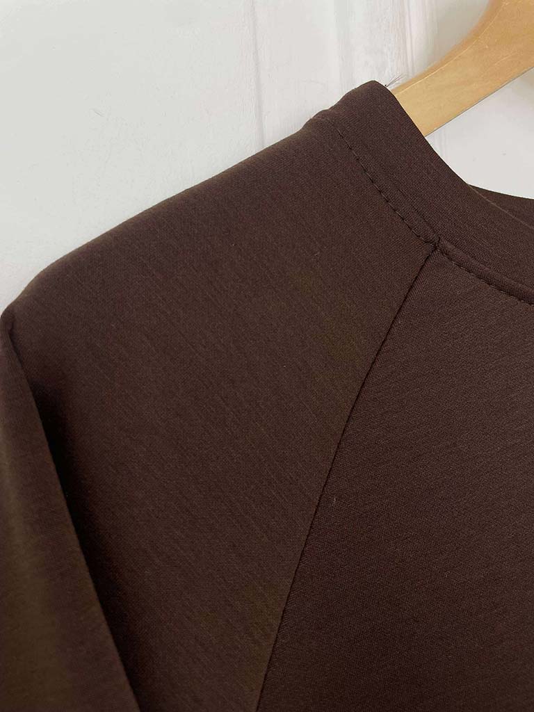 Sequin Cuff Sweatshirt - Chocolate