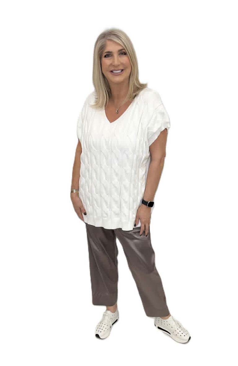 Malissa J Cable Tank Knit - Warm White