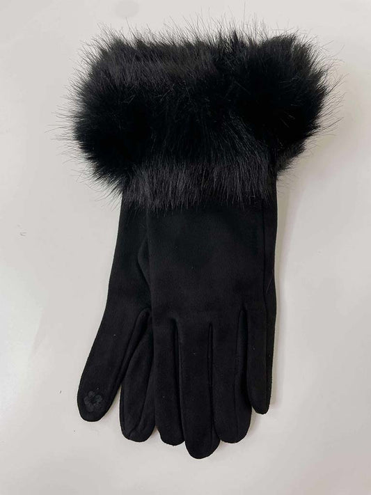 Malissa J Faux Suede Gloves - Black