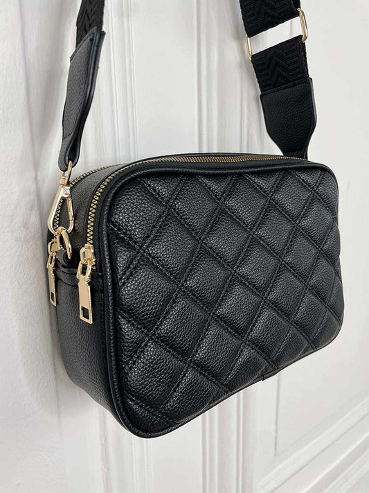 Quilted Cross Body Bag - Black
