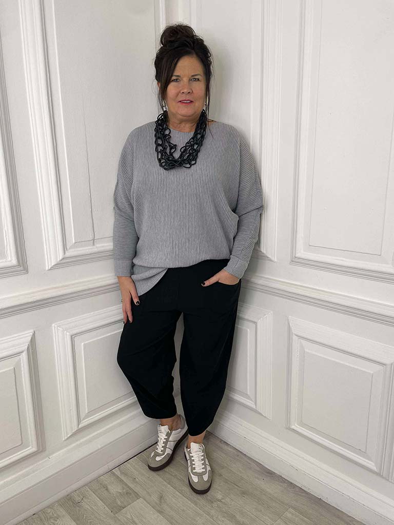 Relaxed Ribbed Knit - Silver Grey