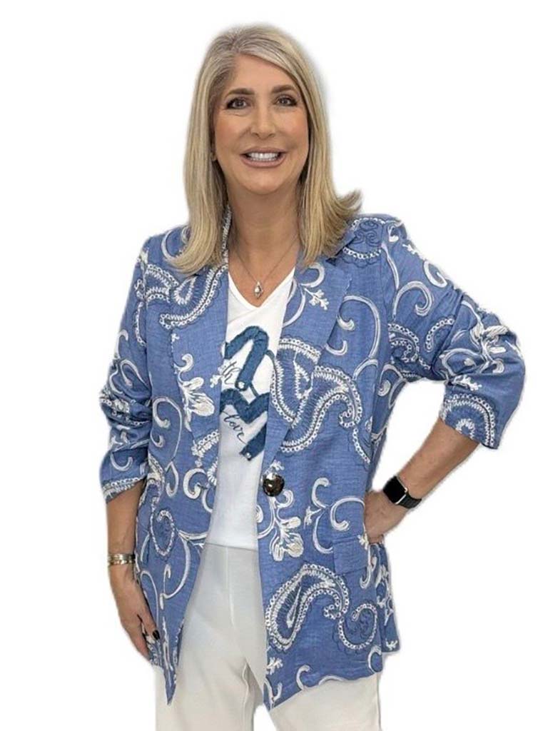 Malissa J Paisley Blazer - Blue