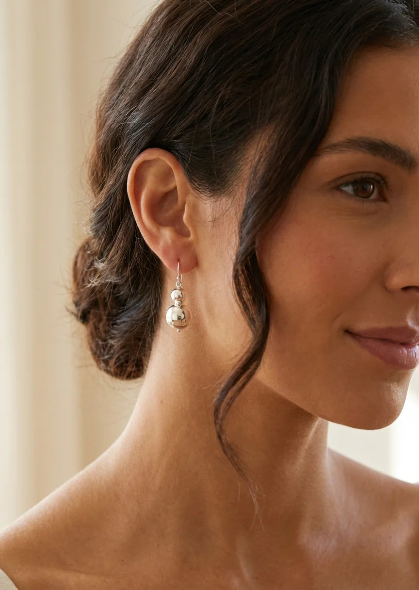 Envy Bead Drop Earrings - Silver