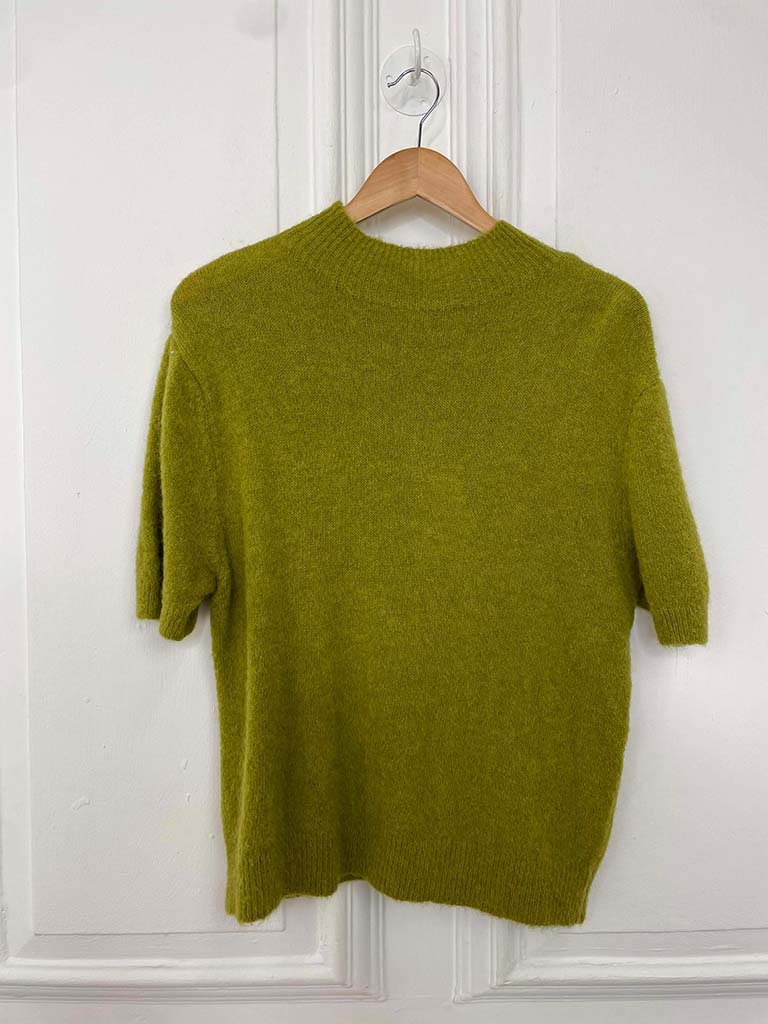 High Neck Short Sleeve Knit - Avocado