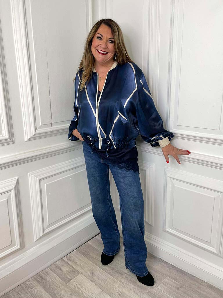 Harlequin Bomber Jacket - French Navy