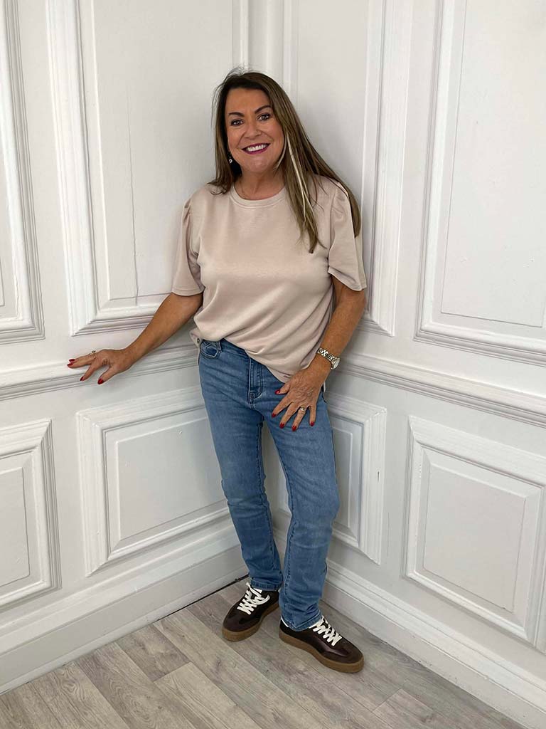 Malissa J Puff Sleeve Luxe Tee - Stone