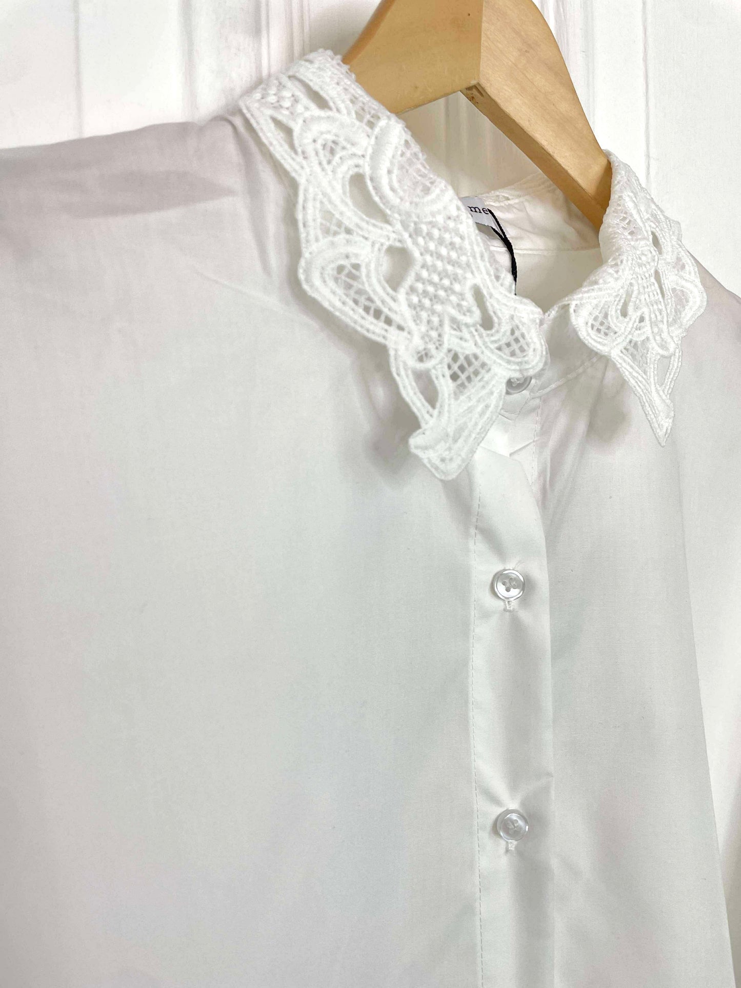 Broderie Anglaise Oversized Shirt - White