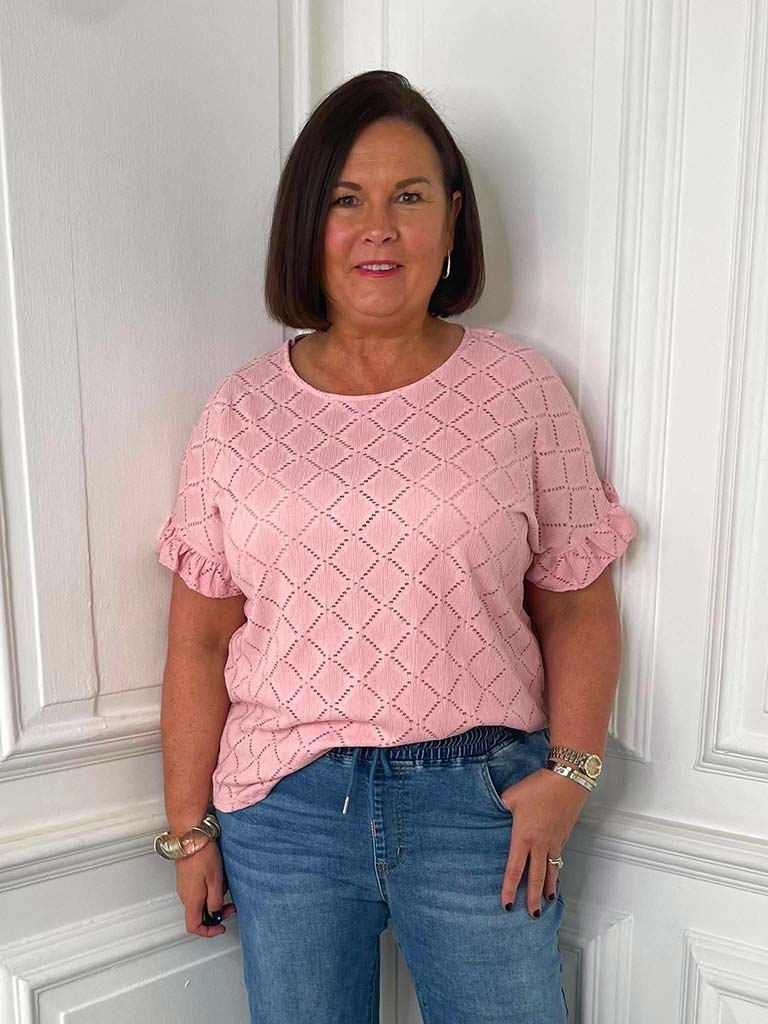 Diamond Eyelet Top - Blush