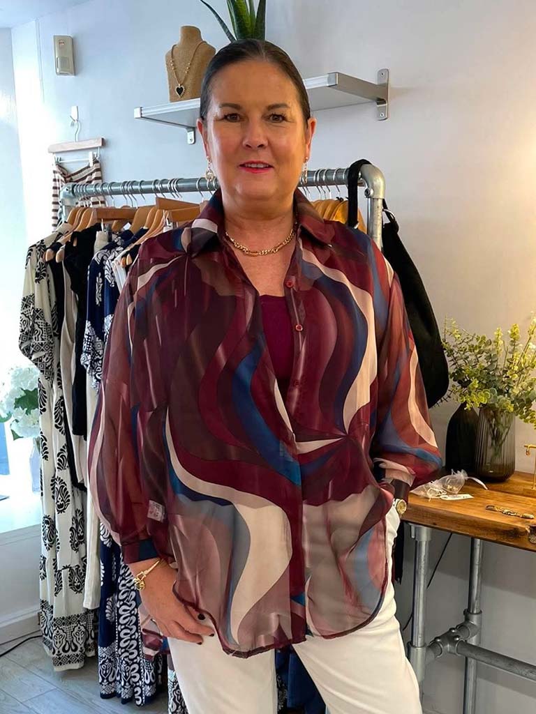 Vintage Swirl Shirt - Plum & Cocoa