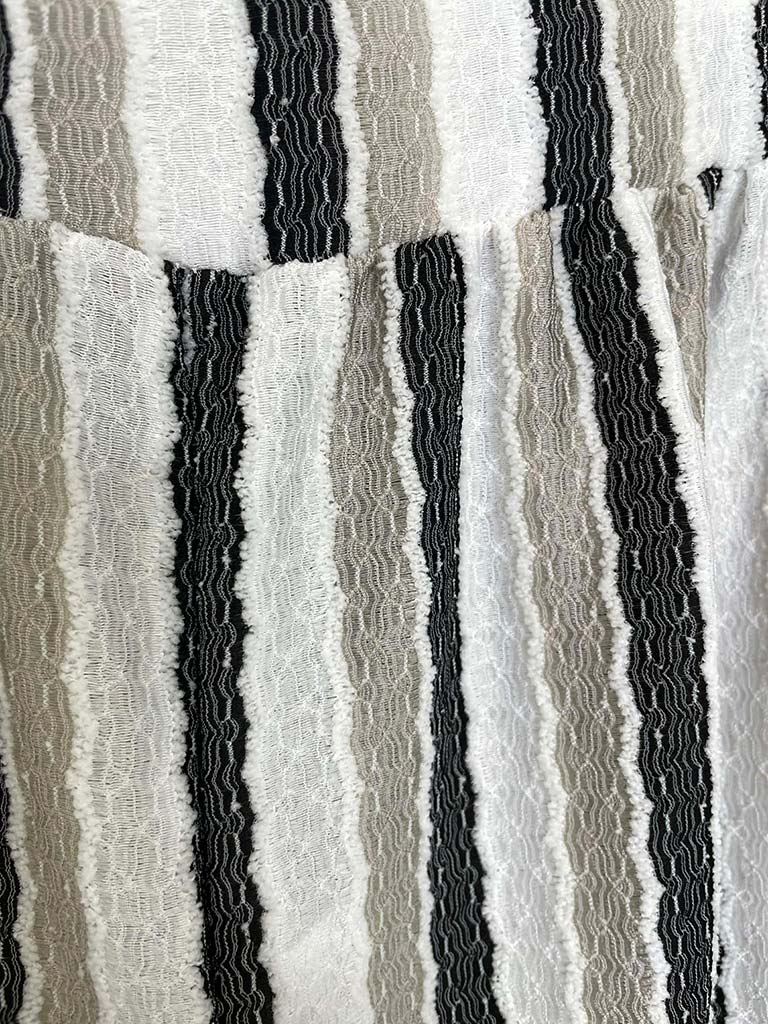 Textured Stripe Wide Leg Trousers - Natural