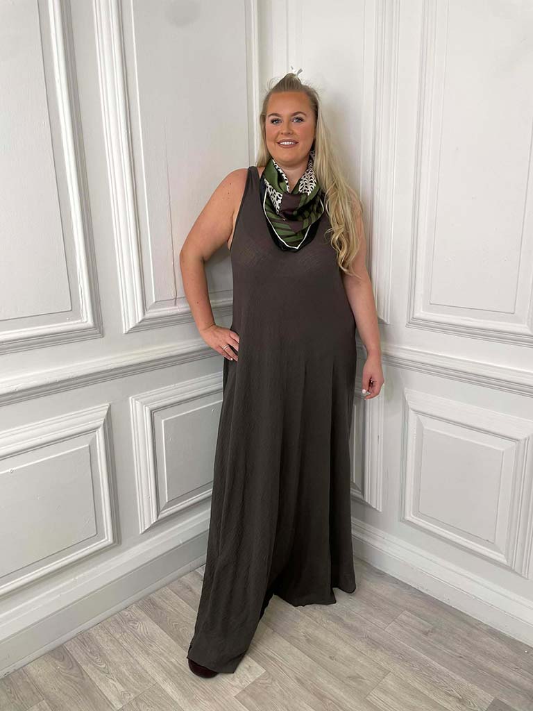 Waffle Sleeveless Dress - Chocolate