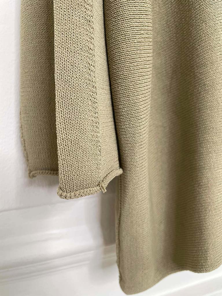 V-Neck Raw Edge Knit - Laurel Green